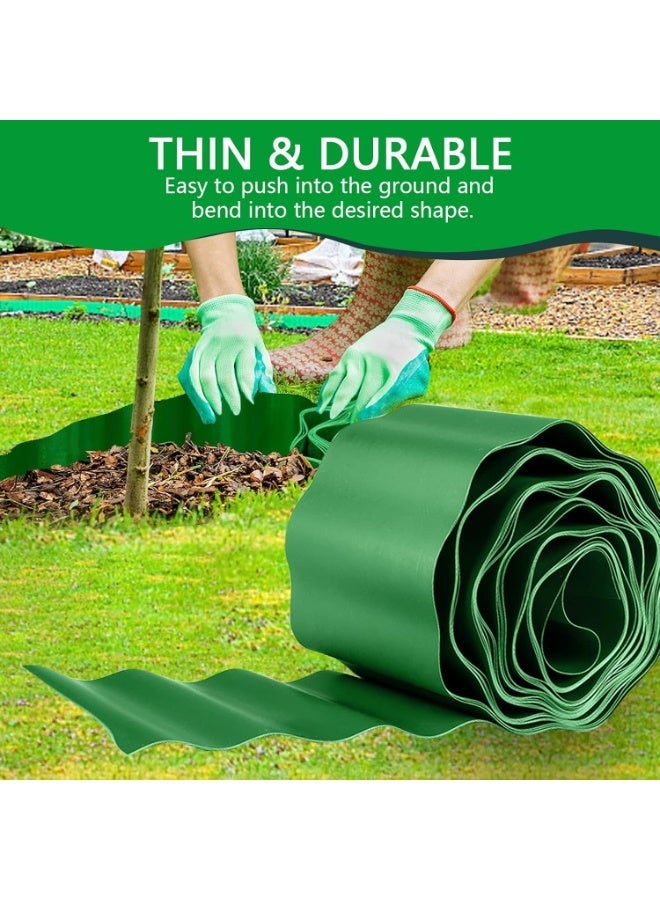 جرين لون حواف بلاستيكية للحدائق والمروج، 15 سم × 9 م - سياج عشبي أخضر مرن، حافة متينة لتزيين أحواض الزهور في الفناء والشرفة والممرات - Image 3